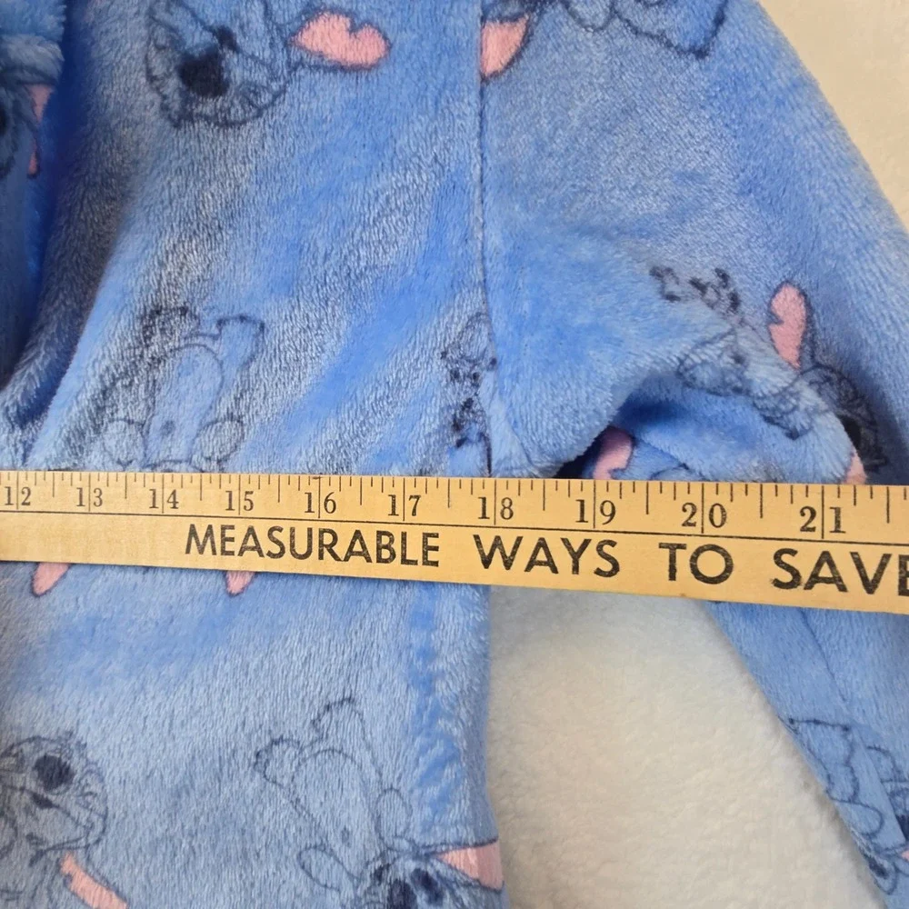 Disney Stitch One Piece Pajamas Sleepwear‎ Hooded Zip Up Adult XS Plush Lounge